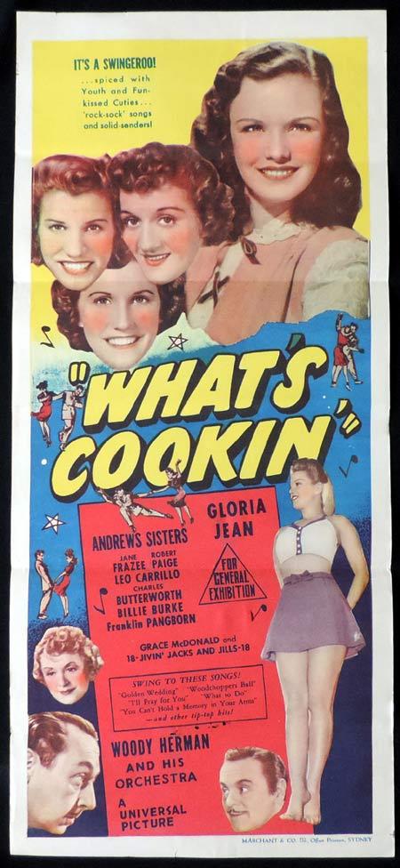 WHAT’S COOKIN Original Daybill Movie Poster The Andrews Sisters Marchant Graphics