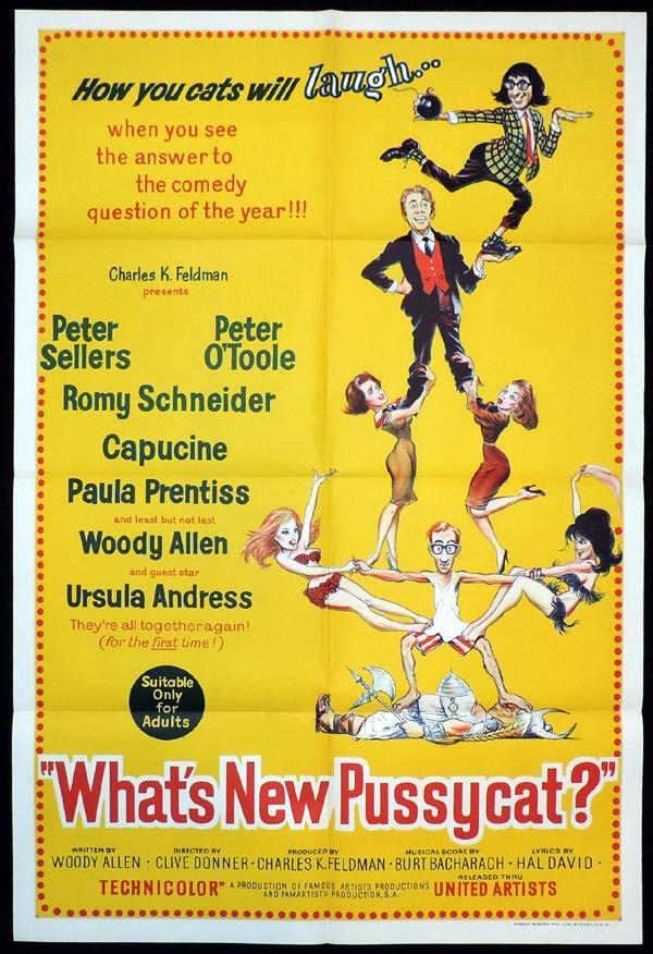 WHAT’S NEW PUSSYCAT Original One sheet Movie Poster Peter Sellers Woody Allen Peter O’Toole
