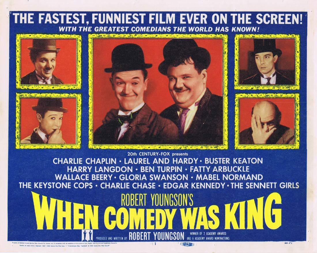 WHEN COMEDY WAS KING Title Lobby Card Charles Chaplin Laurel and Hardy Buster Keaton