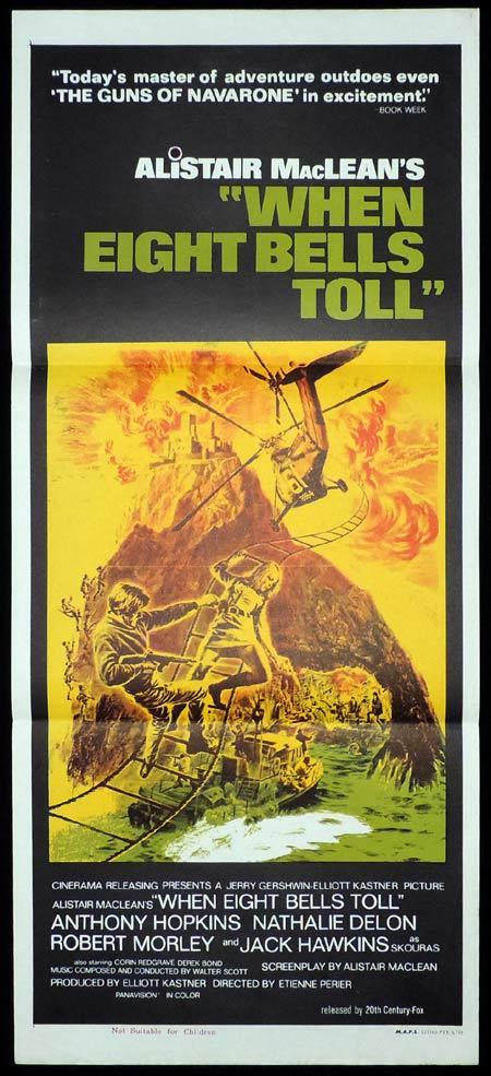 WHEN EIGHT BELLS TOLL Original Daybill Movie Poster Anthony Hopkins Alistair MacLean