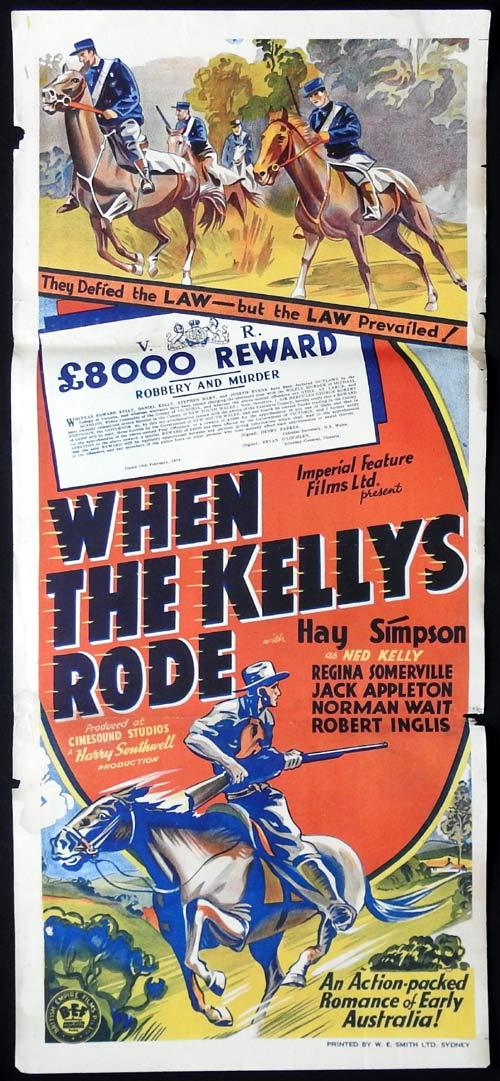 WHEN THE KELLY’S RODE Rare 1940s Australian Daybill Movie Poster Ned Kelly
