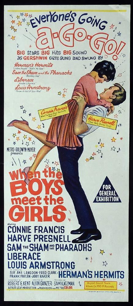 WHEN THE BOYS MEET THE GIRLS Original Daybill Movie Poster Harve Presnell Connie Francis