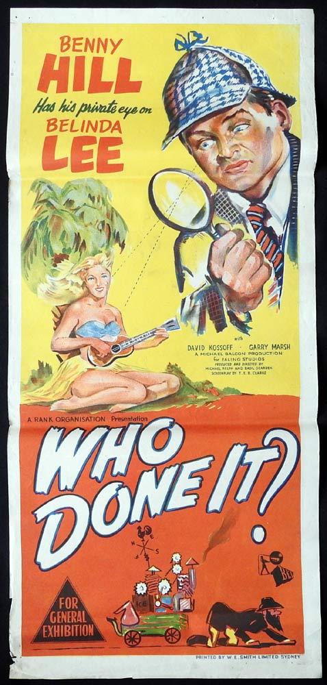 WHO DONE IT Rare  Daybill Movie Poster Benny Hill Ealing  Studios Basil Dearden