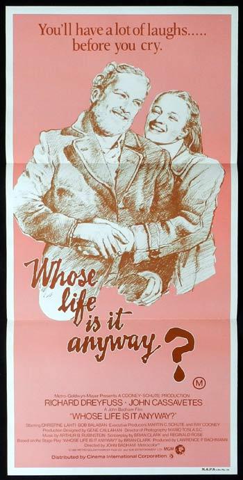 WHOSE LIFE IS IT ANYWAY Original Daybill Movie Poster Richard Dreyfuss