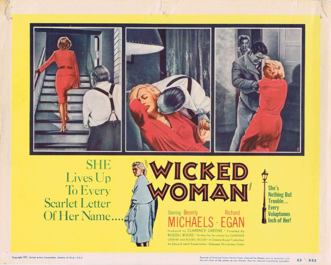WICKED WOMAN Title Lobby Card Beverly Michaels Richard Egan Percy Helton
