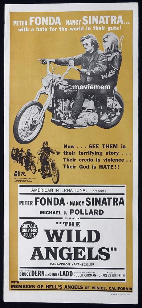 THE WILD ANGELS Original Daybill Movie Poster Nancy Sinatra Peter Fonda