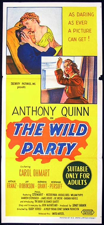 THE WILD PARTY daybill Movie poster Anthony Quinn Carol Ohmart