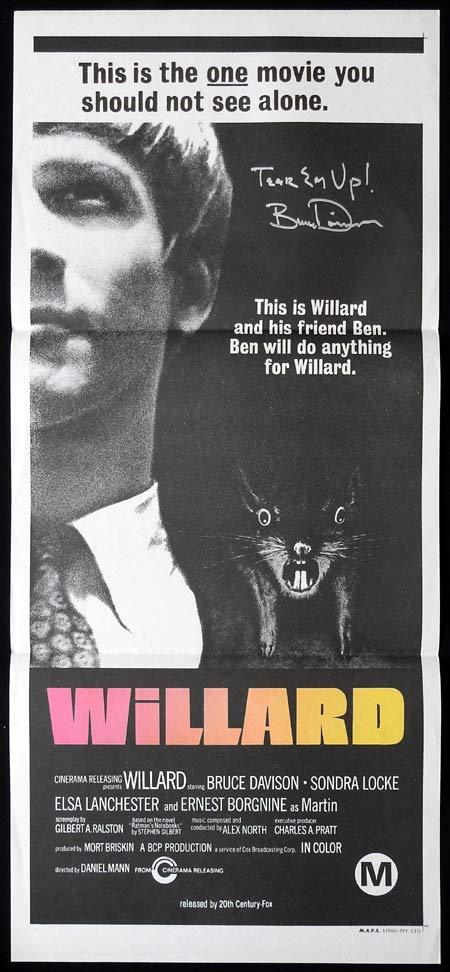 WILLARD Original Daybill Movie Poster AUTOGRAPHED by Bruce Davison