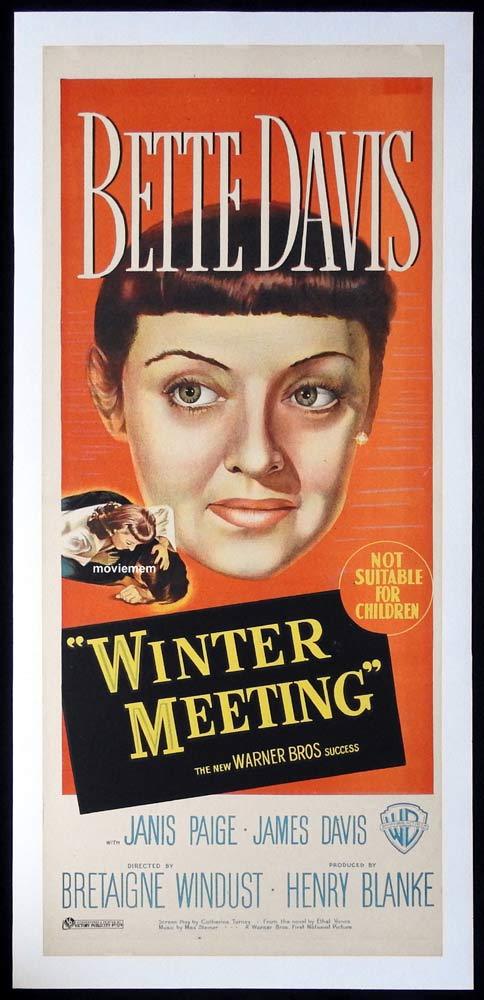 WINTER MEETING Original LINEN BACKED daybill Movie poster BETTE DAVIS