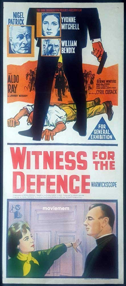 WITNESS FOR THE DEFENCE aka Johnny Nobody Original Daybill Movie Poster