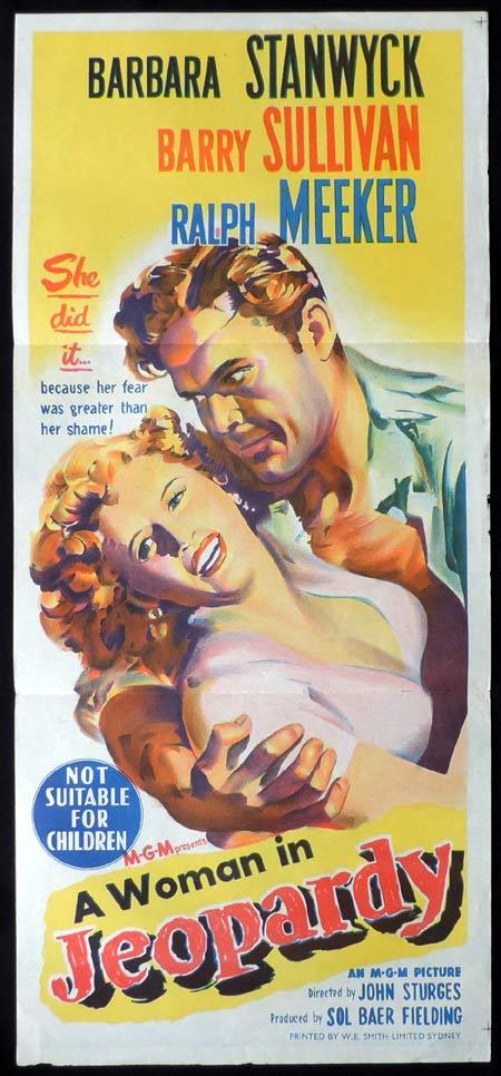 JEOPARDY Original Daybill Movie Poster Barbara Stanwyck Barry Sullivan