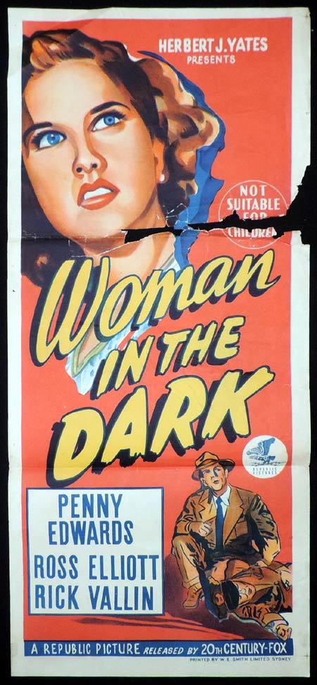WOMAN IN THE DARK Daybill Movie Poster Penny Edwards FILM NOIR