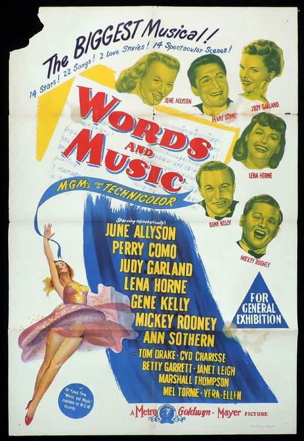 WORDS AND MUSIC One sheet Movie poster Mickey Rooney Rodgers and Hart