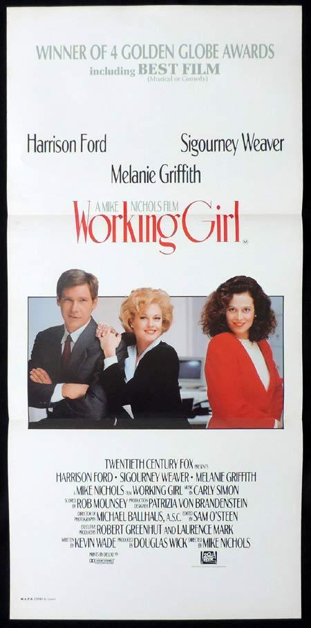 WORKING GIRL Original Daybill Movie Poster Sigourney Weaver Harrison Ford