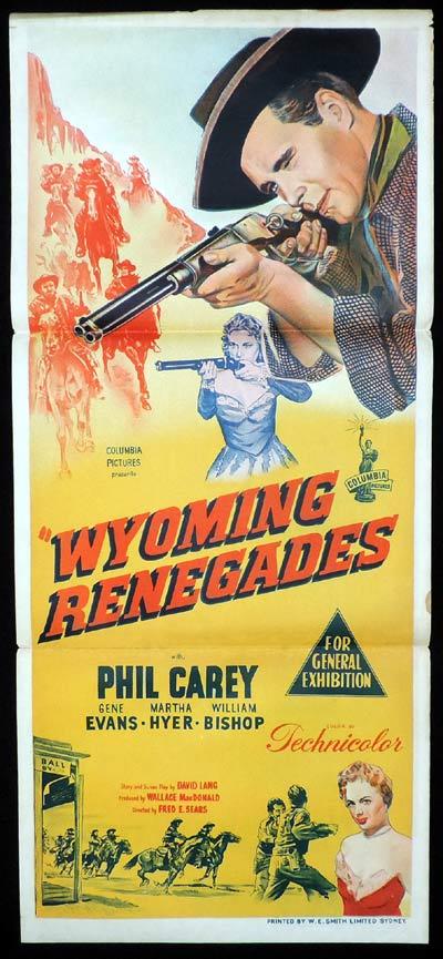 WYOMING RENEGADES Daybill Movie Poster Phil Carey Western