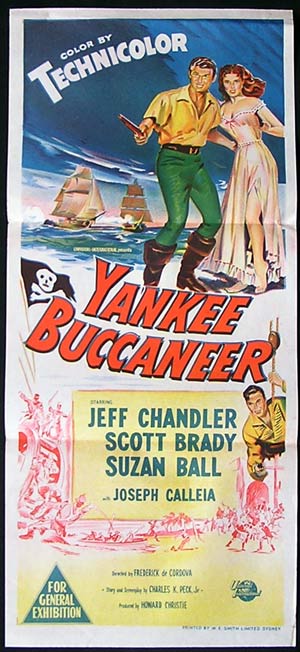 YANKEE BUCCANEER Movie poster 1952 Jeff Chandler daybill