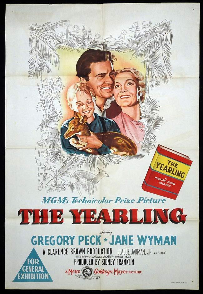 THE YEARLING Original One sheet Movie poster Gregory Peck Jane Wyman