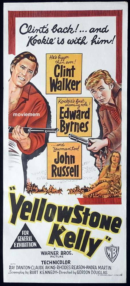 YELLOWSTONE KELLY Original Daybill Movie Poster Clint Walker Edd Byrnes