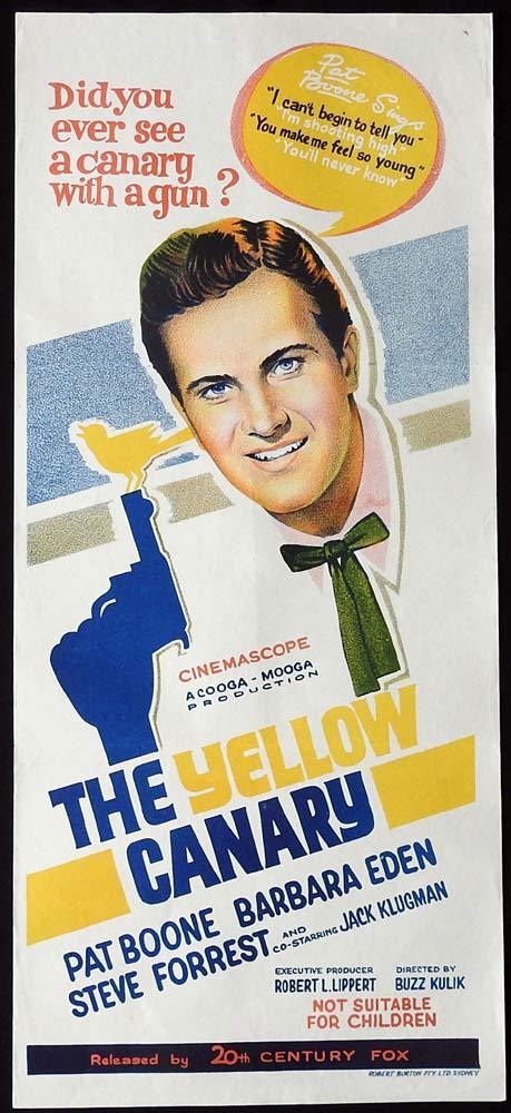 THE YELLOW CANARY Original Daybill Movie Poster Pat Boone Barbara Eden