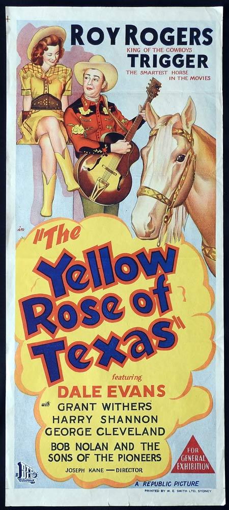THE YELLOW ROSE OF TEXAS Original Daybill Movie Poster Roy Rogers Dale Evans