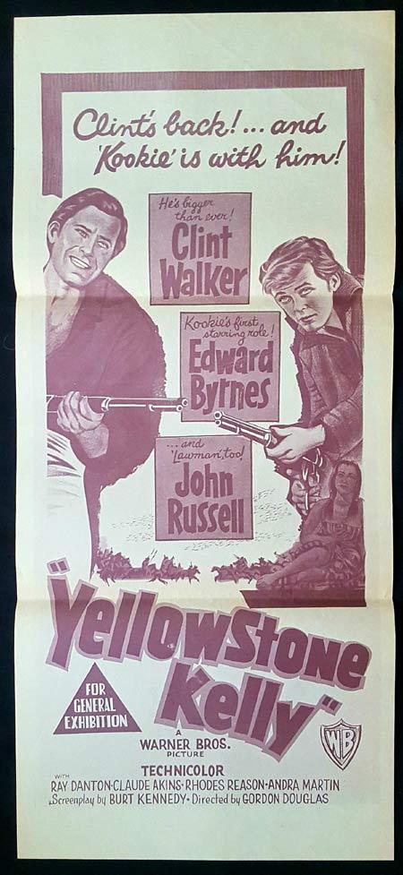 YELLOWSTONE KELLY Original daybill Movie Poster Clint Walker Ed Byrnes