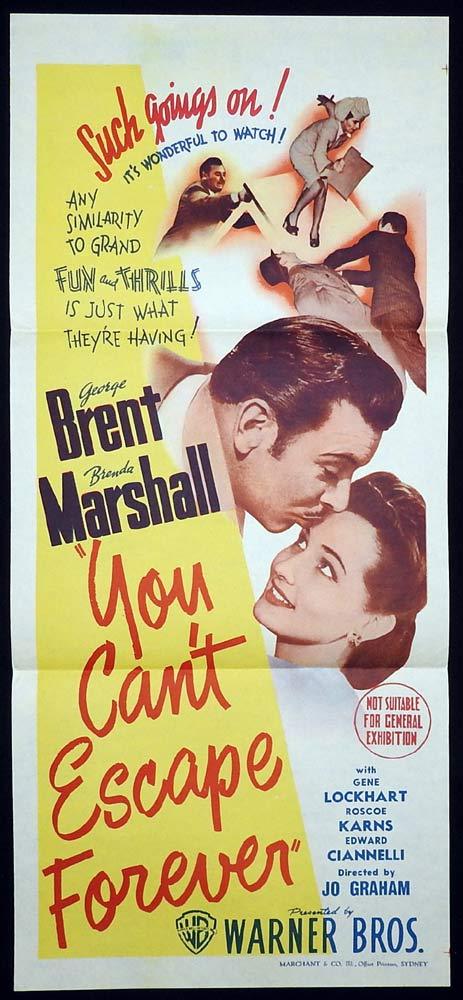 YOU CAN’T ESCAPE FOREVER Original Daybill Movie Poster George Brent Marchant art