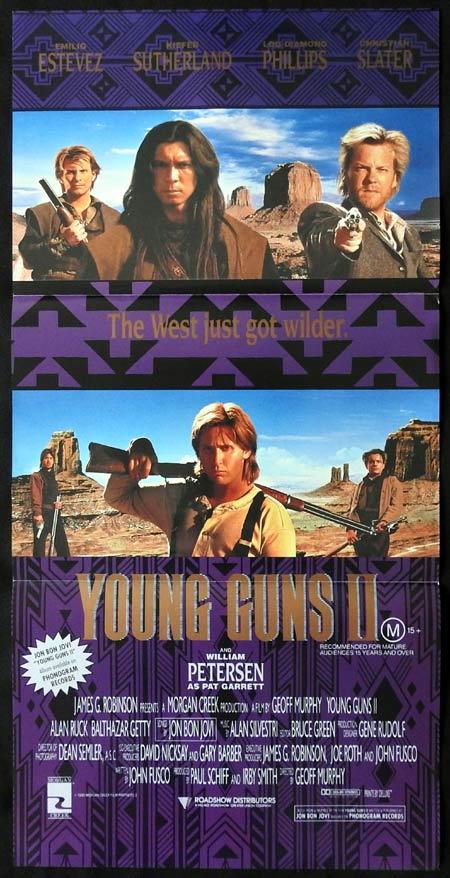 YOUNG GUNS II Original daybill Movie Poster Kiefer Sutherland Emilio Estevez