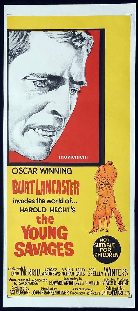 THE YOUNG SAVAGES Original Daybill Movie Poster Burt Lancaster Dina Merrill