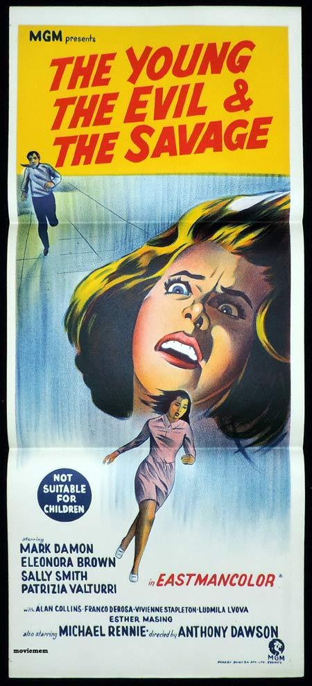 THE YOUNG THE EVIL AND THE SAVAGE Original Daybill Movie poster Italian giallo
