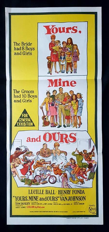 YOURS MINE AND OURS Original daybill Movie Poster Lucille Ball Henry Fonda Van Johnson