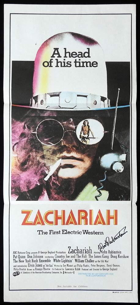 ZACHARIAH Original Daybill Movie poster AUTOGRAPHED by JOHN RUBENSTEIN