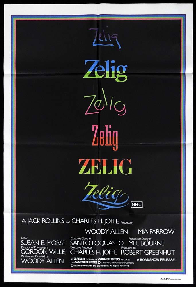ZELIG Woody Allen Mia Farrow ORIGINAL One sheet Movie poster