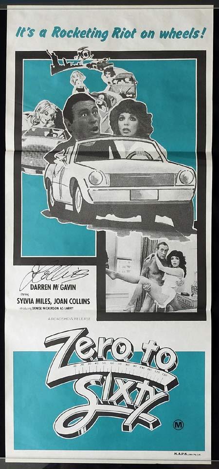 ZERO TO SIXTY Original Daybill Movie poster JOAN COLLINS Autographed