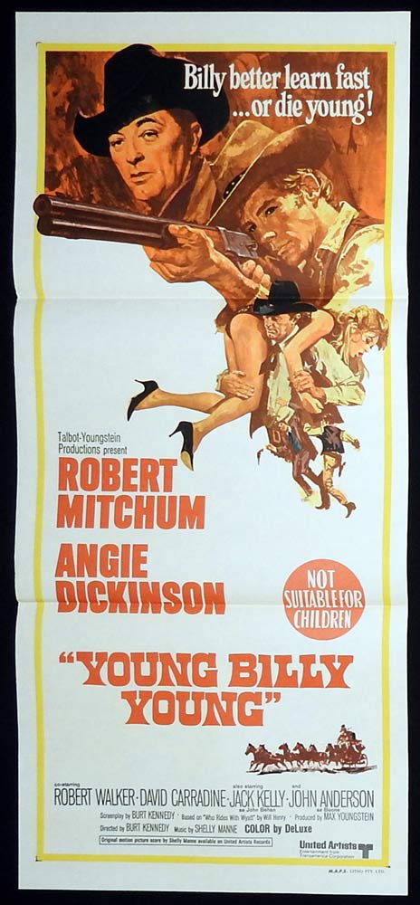 YOUNG BILLY YOUNG Original daybill Movie Poster Robert Mitchum Angie Dickinson