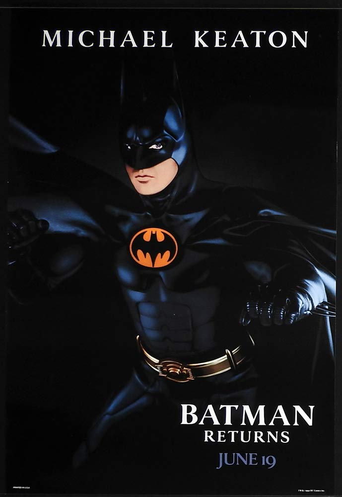 BATMAN RETURNS Original US Advance One sheet Movie poster Michael Keaton