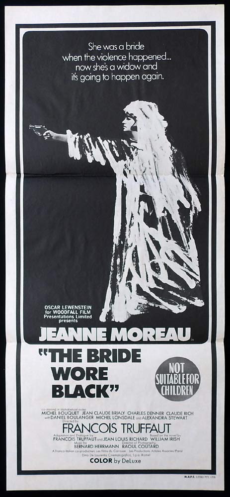 THE BRIDE WORE BLACK Original Daybill Movie Poster Francois Truffaut.