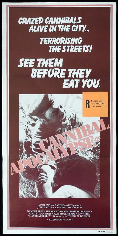 CANNIBAL APOCALYPSE Original Daybill Movie Poster John Saxon Elizabeth Turner