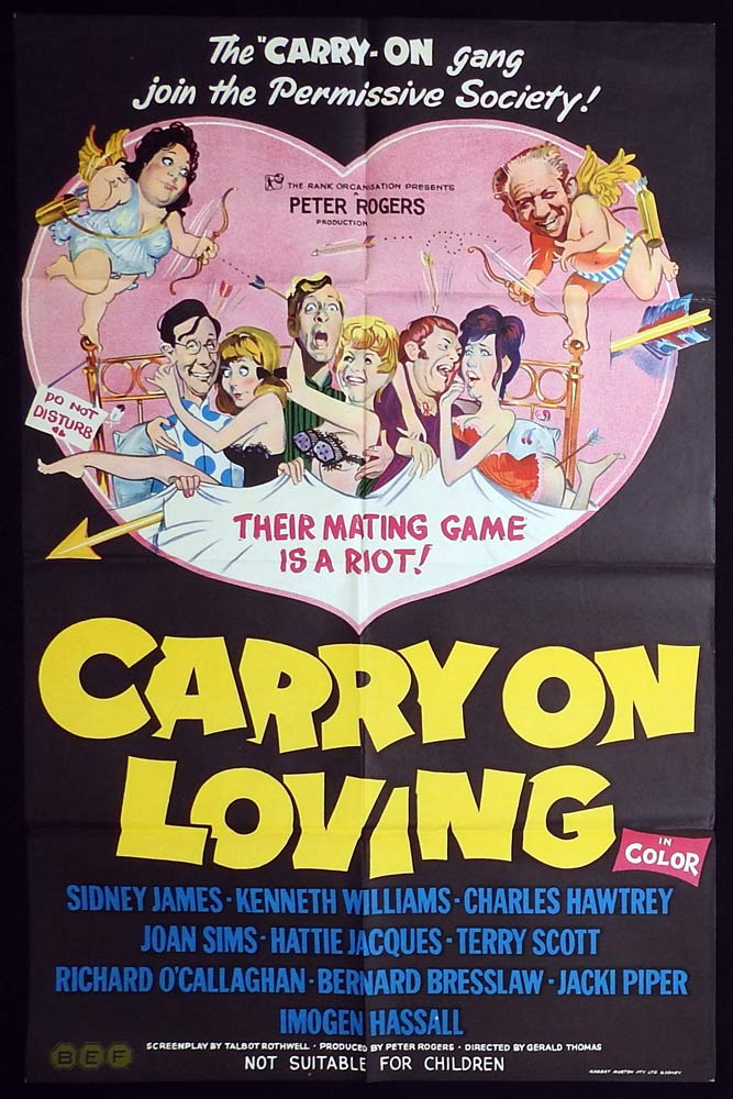 CARRY ON LOVING Original One sheet Movie Poster Sidney James Kenneth Williams