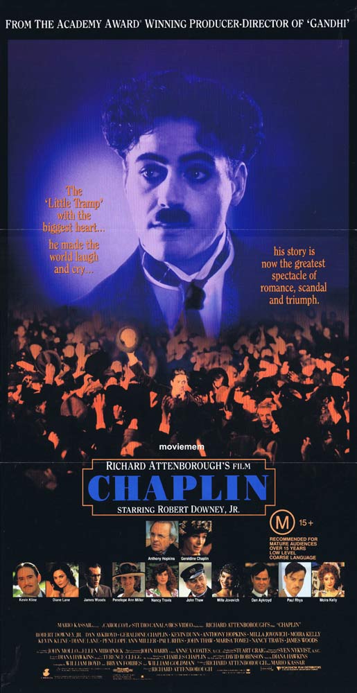 CHAPLIN Original Daybill Movie Poster Robert Downey Jr Richard Attenborough