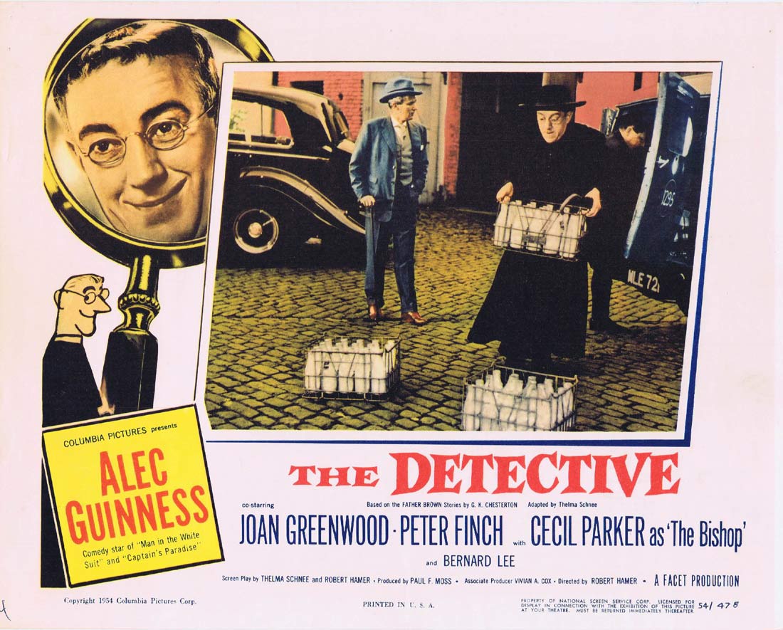 THE DETECTIVE Original Lobby Card 2 Alec Guinness Father Brown Peter Finch