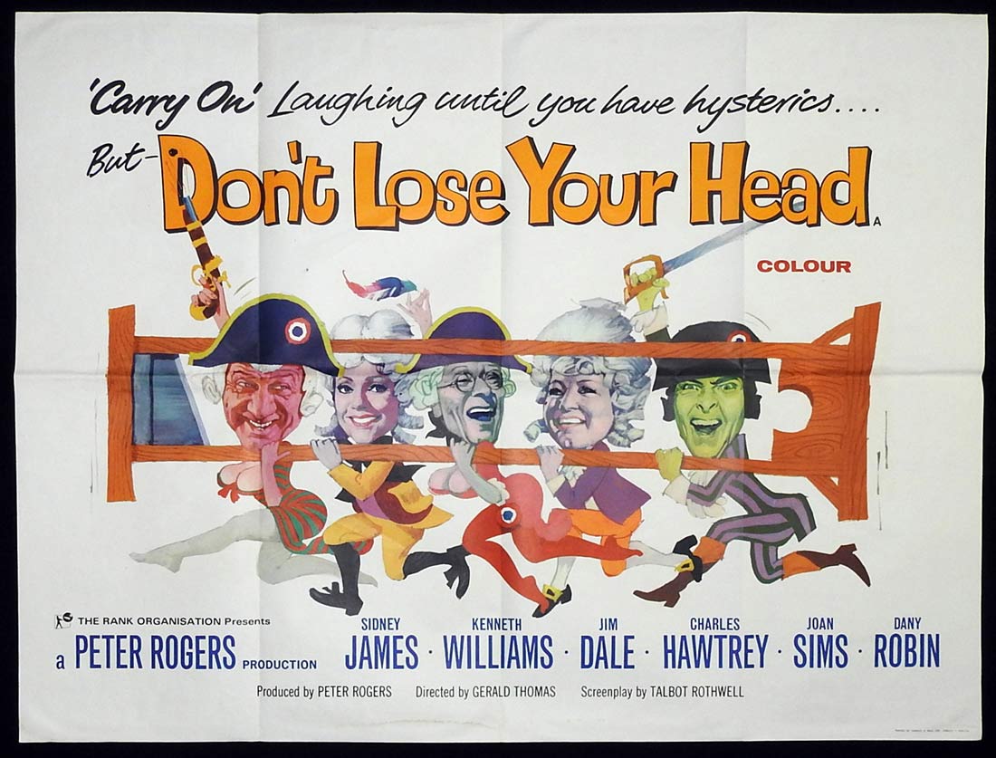 CARRY ON DON’T LOSE YOUR HEAD British Quad Movie poster Sidney James Kenneth Williams
