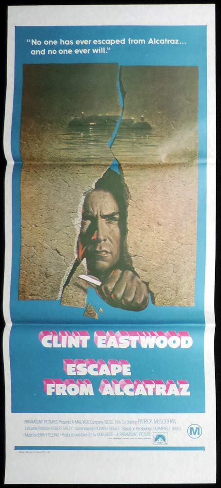 ESCAPE FROM ALCATRAZ Original Daybill Movie Poster Clint Eastwood Prison Break