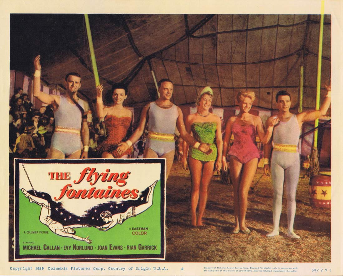 THE FLYING FONTAINES Original Lobby Card 2 Michael Callan Circus Evy Norlund Joan Evans