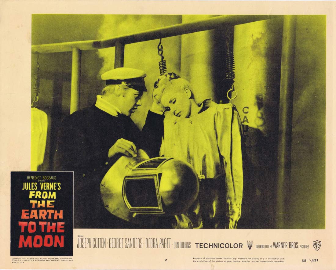 FROM THE EARTH TO THE MOON Original Lobby Card 2 Joseph Cotten George Sanders Sci Fi