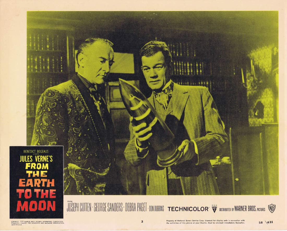 FROM THE EARTH TO THE MOON Original Lobby Card 3 Joseph Cotten George Sanders Sci Fi