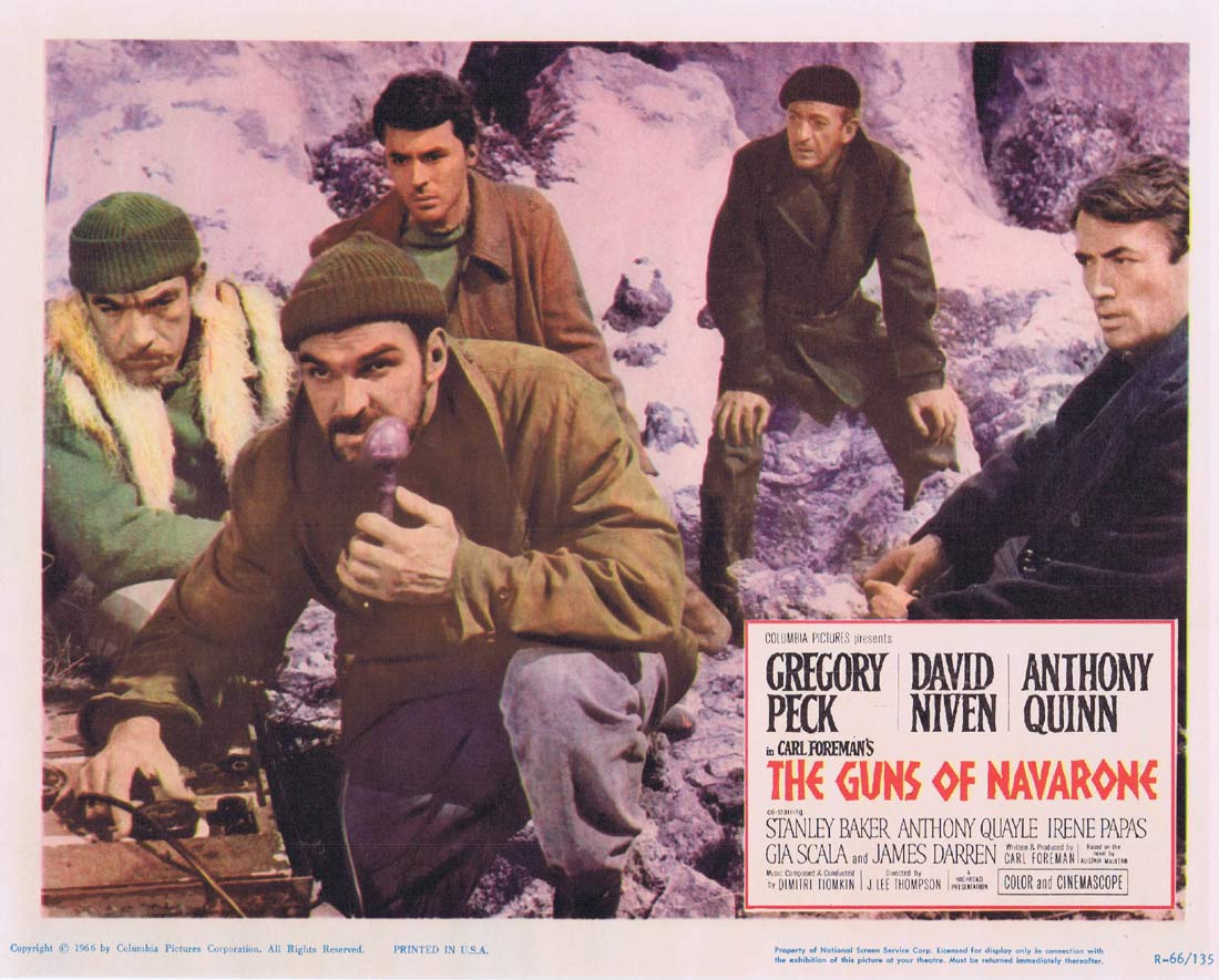 GUNS OF NAVARONE 1966r Original Lobby Card 7 Gregory Peck