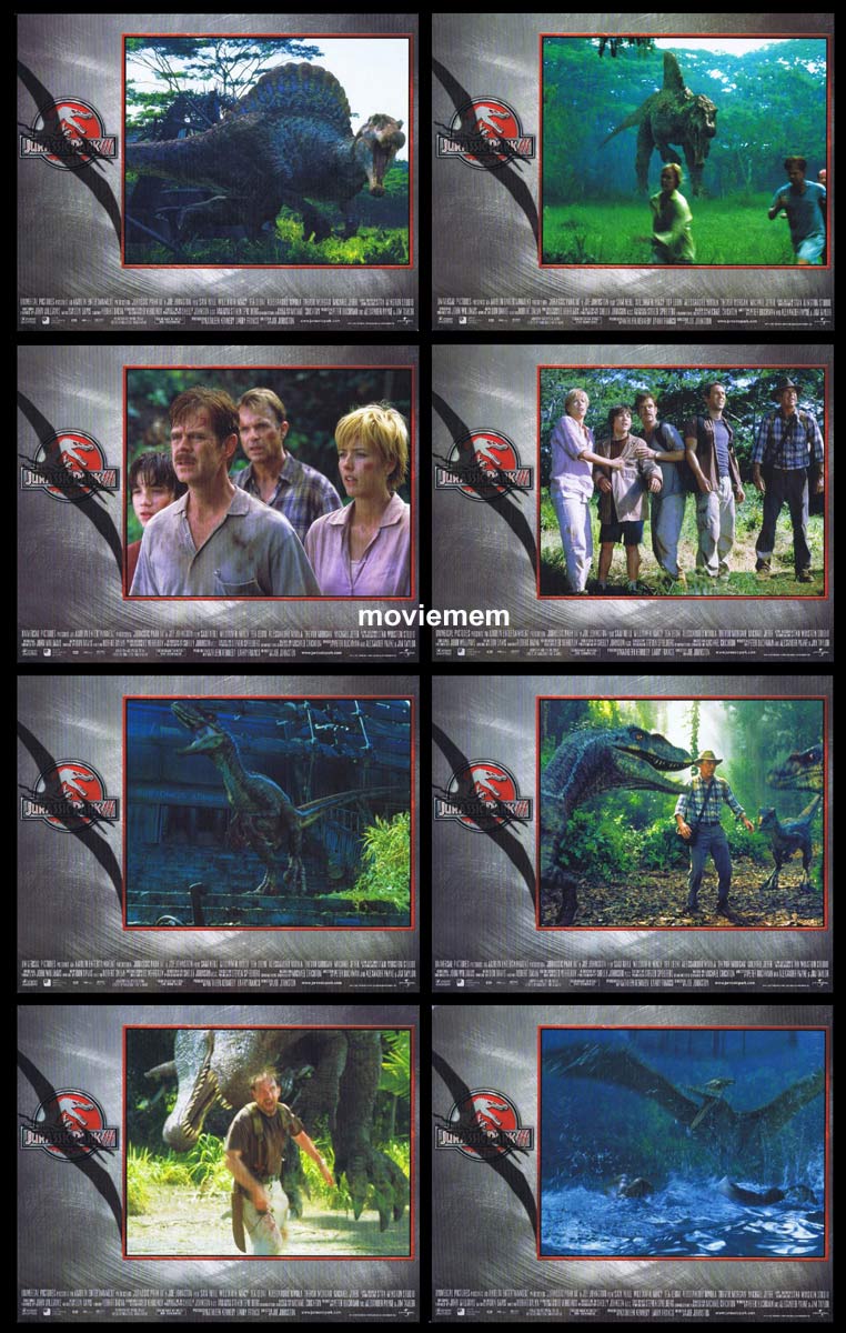 JURASSIC PARK 3 Original Lobby Card Set Sam Neill William H. Macy Dinosaurs