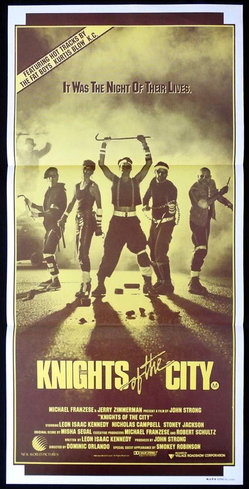 KNIGHTS OF THE CITY Original daybill Movie Poster Leon Isaac Kennedy Rap Dance
