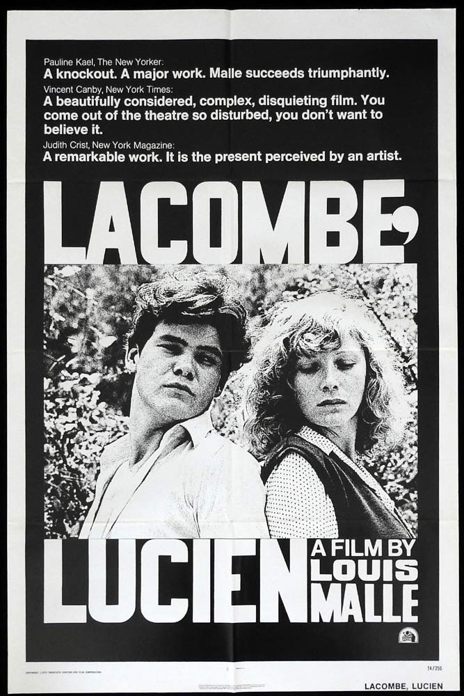 LACOMBE LUCIEN US One sheet Movie poster Louis Malle Pierre Blaise