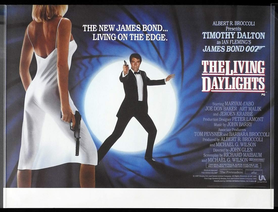 THE LIVING DAYLIGHTS Original British Quad Movie poster James Bond